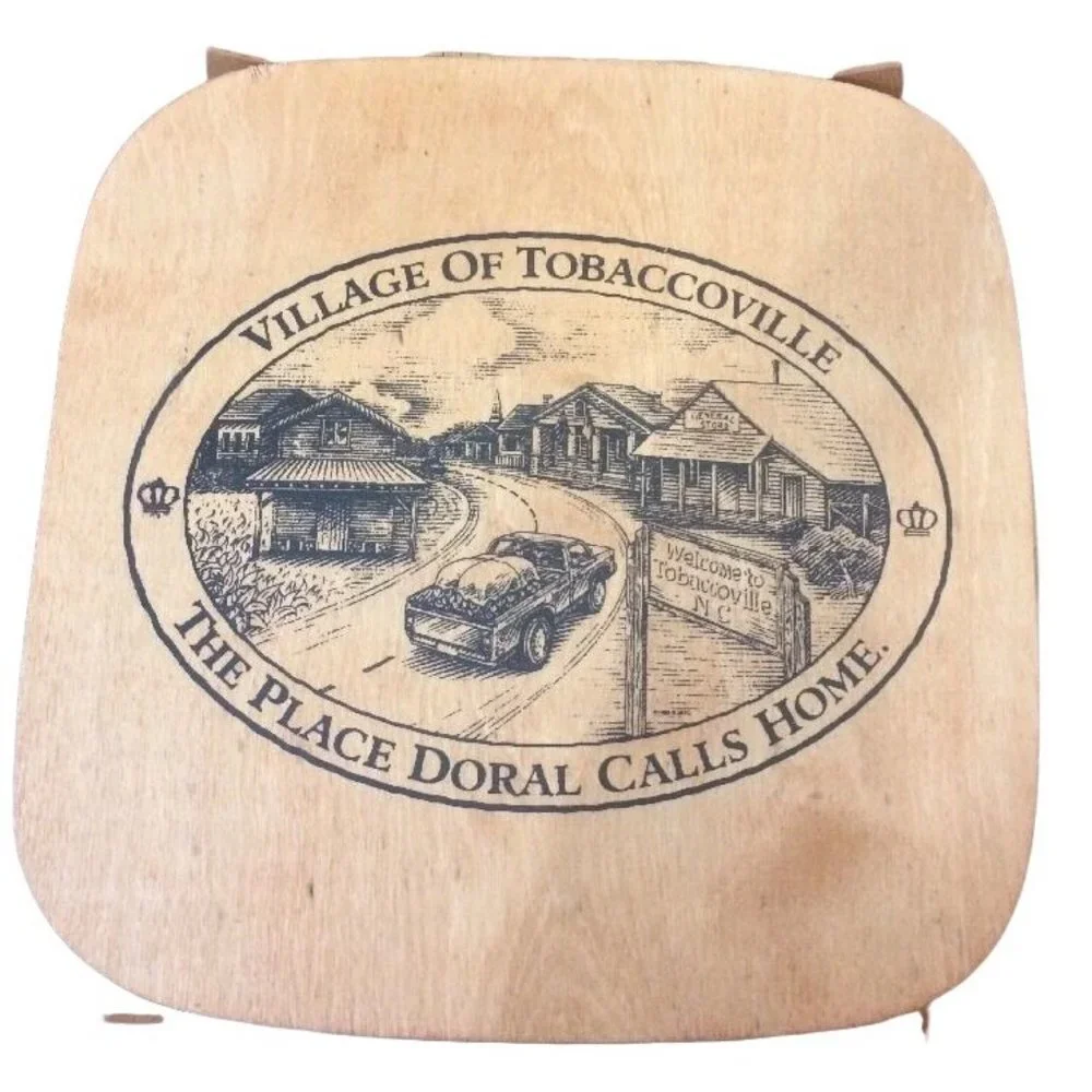 Vintage Y2K Village Of Tobaccoville Doral Collectible Basket Natural Wood Picnic